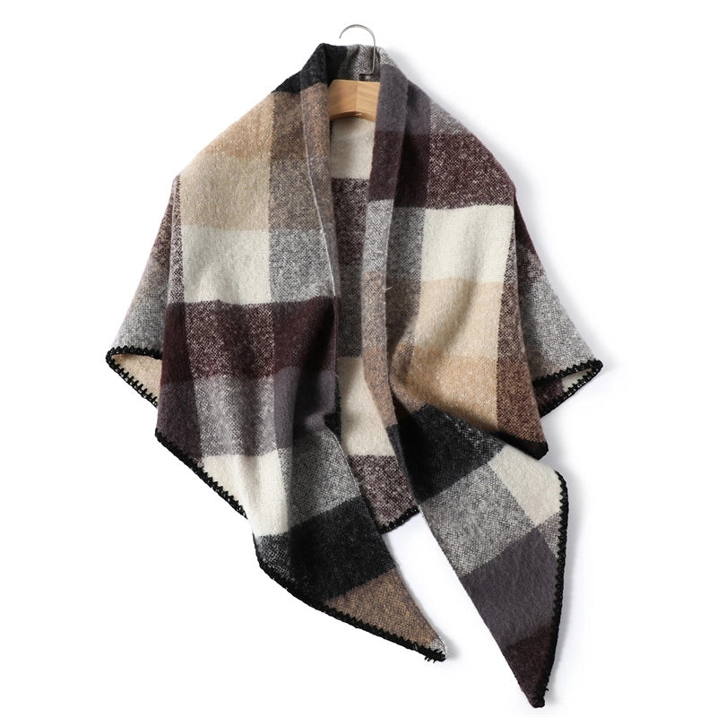 Unisex Vintage Style Lattice Imitation Cashmere Polyester Scarf