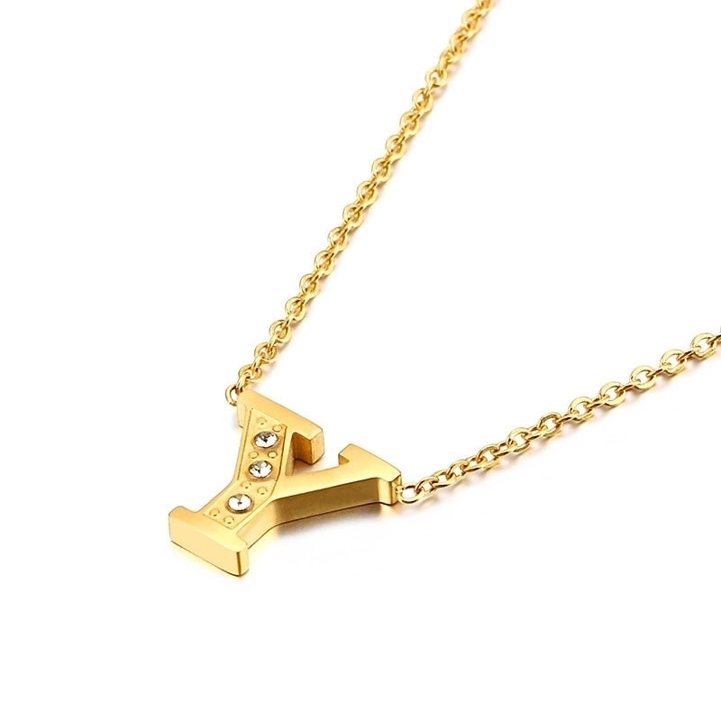 Letter Titanium Steel 18K Gold Plated Necklace