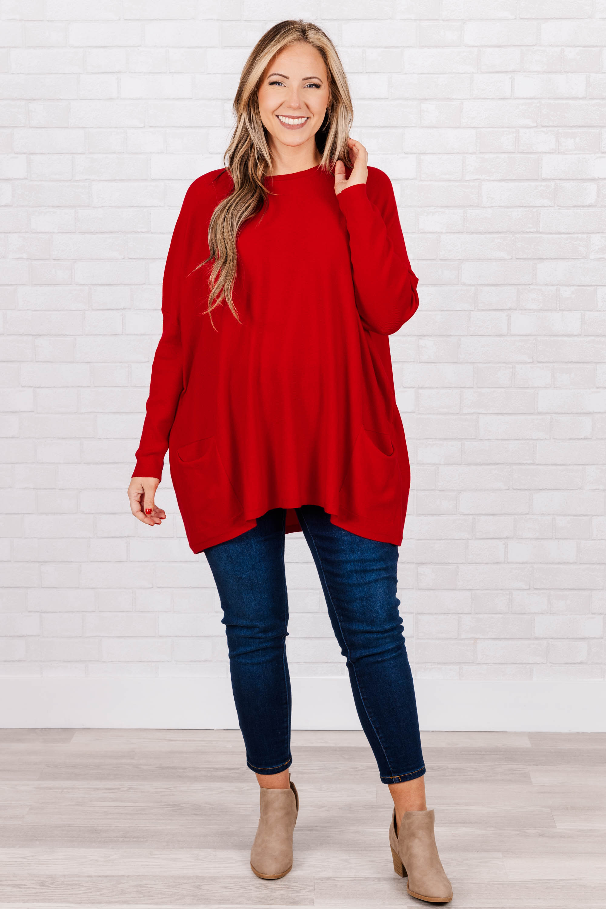 Snow Whispers Tunic. Red