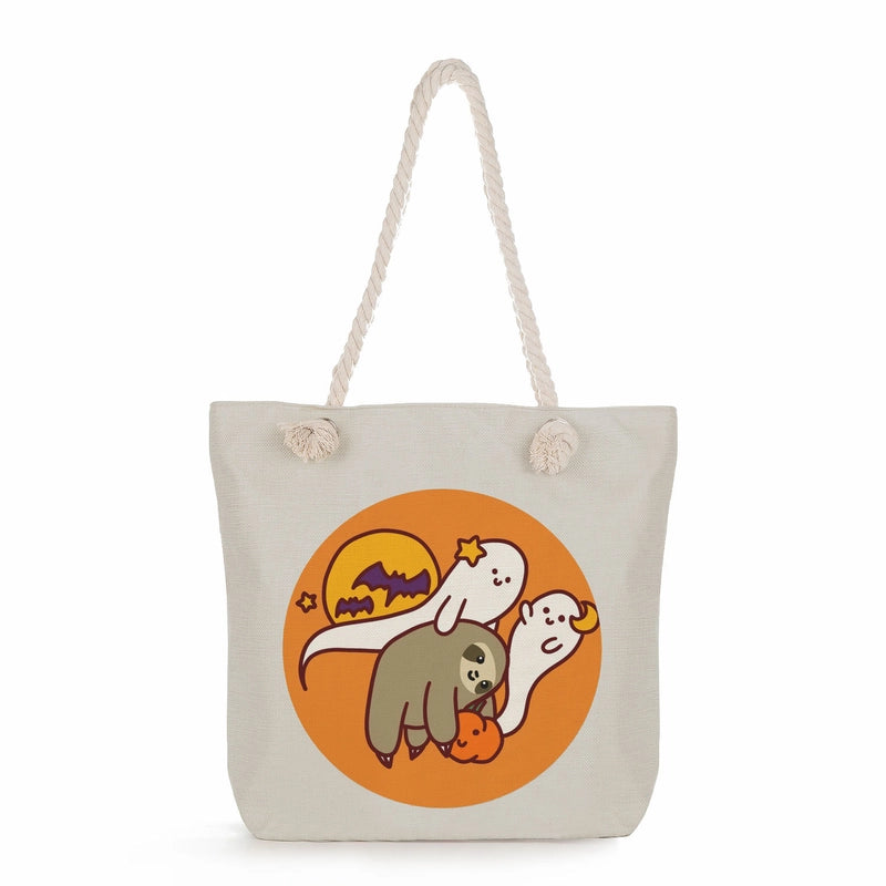 Women's Cotton And Linen Sloth Cute Square Zipper Tote Bag