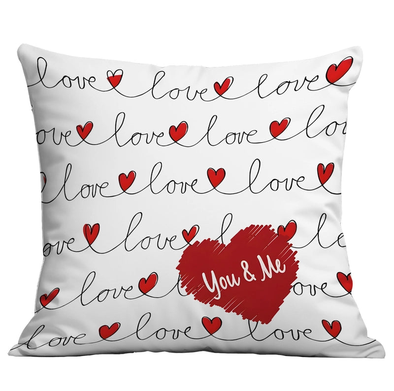 Valentine'S Day Minimalist Letter Heart Shape Short Velvet Pillow Cases Couch & Sofa Decor