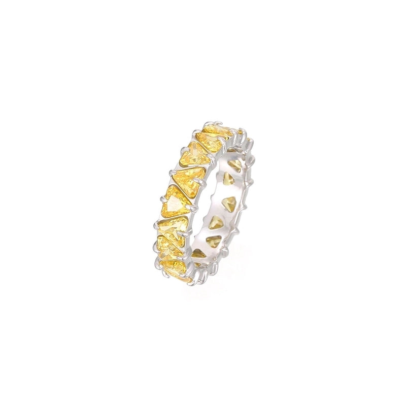 Minimalist Shiny Heart Shape 304 Stainless Steel Zircon 16K Gold Plated White Gold Plated Inlay Rings