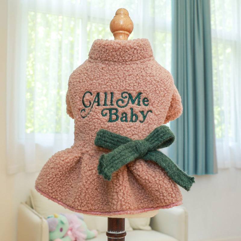 Warm Letter Printed Dog Cat Dress