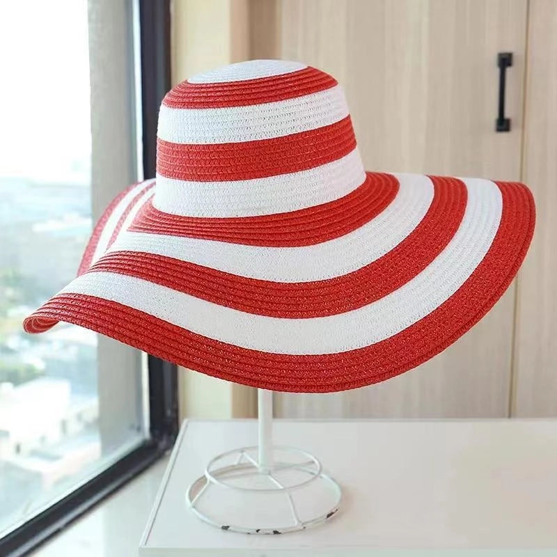 Women's Casual Minimalist Color Block Big Eaves Straw Hat