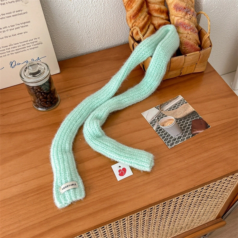Women's Sweet Solid Color Polyester Knitted Scarf