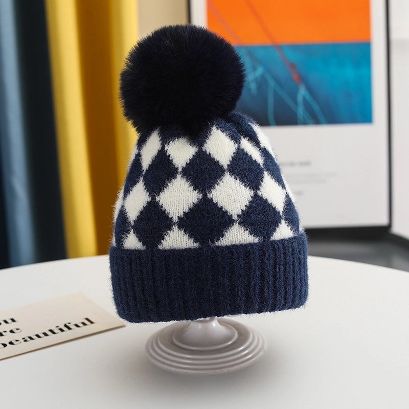 Children Unisex Basic Streetwear Plaid Wool Cap