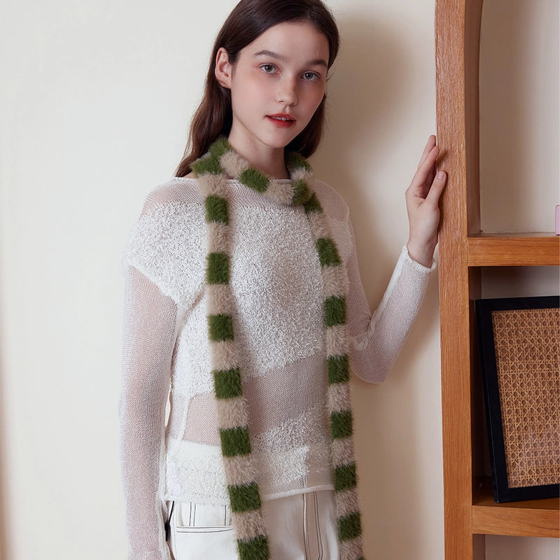 Women's Elegant Basic Color Block Nylon Scarf