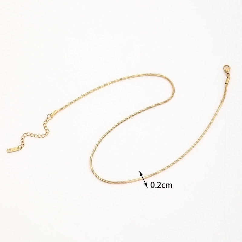 IG Style Basic Solid Color 304 Stainless Steel 18K Gold Plated Plating Stainless Steel Necklaces