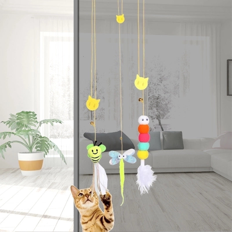 New Hanging Cat Teaser Toy Hanging Door Elastic String Cat Teaser Toy Feather Little Mouse Cat Teaser Self-hi Relieving Stuffy