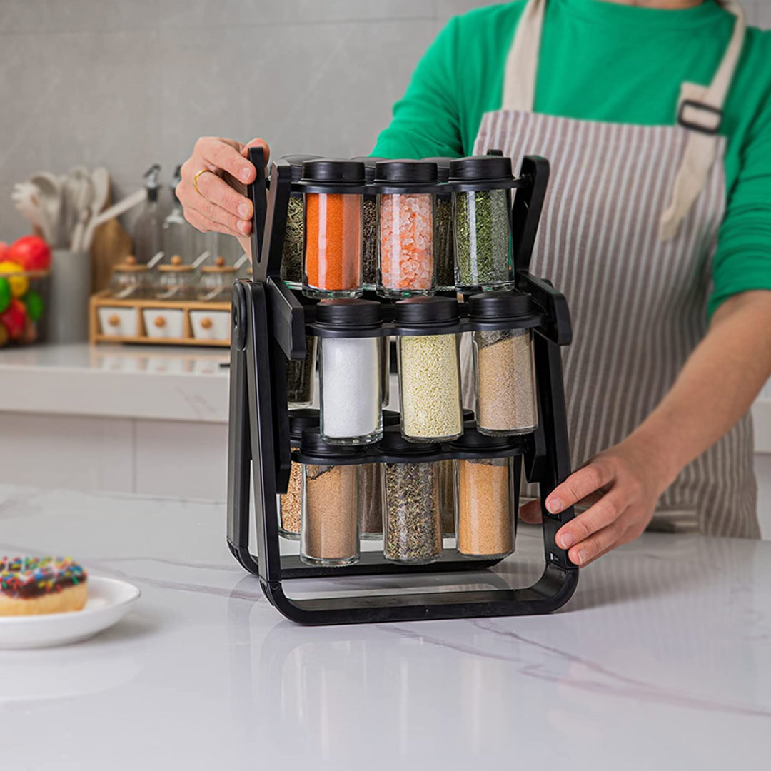 Rotating Spice Rack With 18Pcs Jar