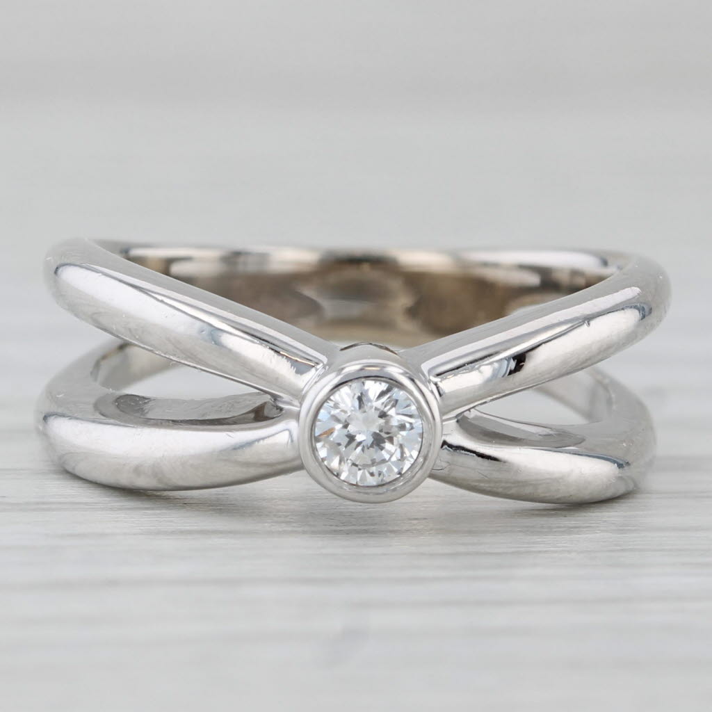 0.15ct Diamond Solitaire Ring 14k White Gold Size 6.75-7