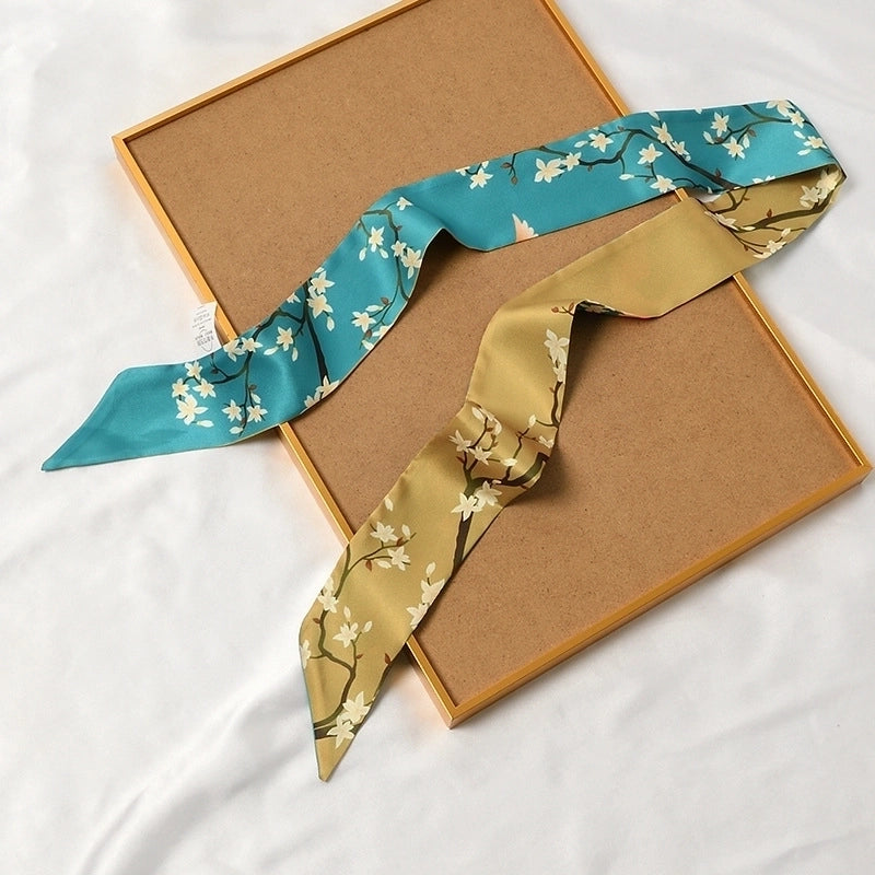 Women's Lady Flower Satin Silk Scarf