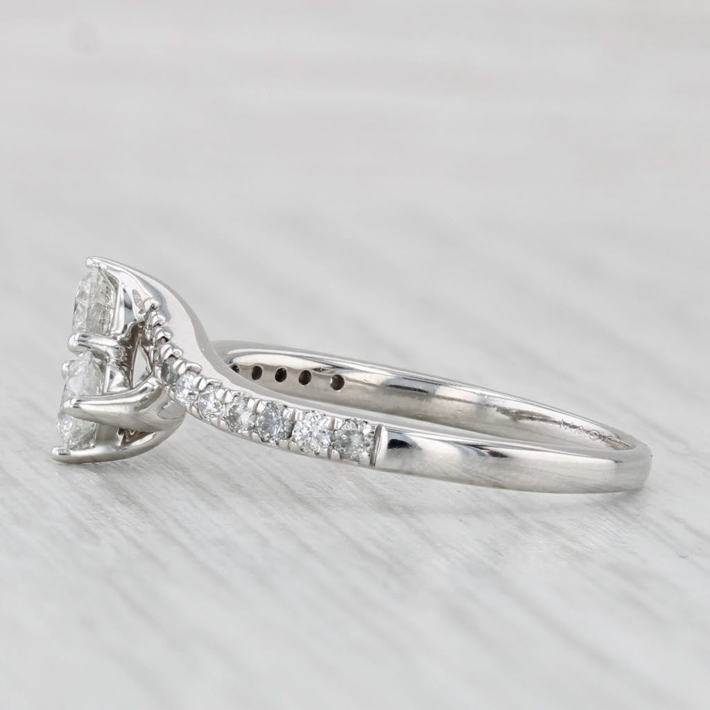 0.72ctw 2-Diamond Bypass Ring 14k White Gold Engagement Anniversary Size 7.5