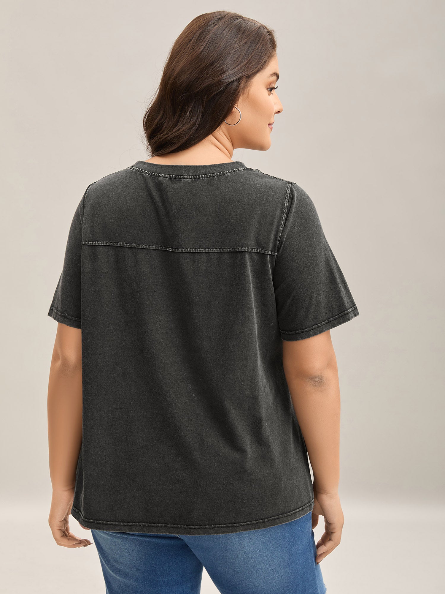 Crew Neck Vintage Plain T-Shirt
