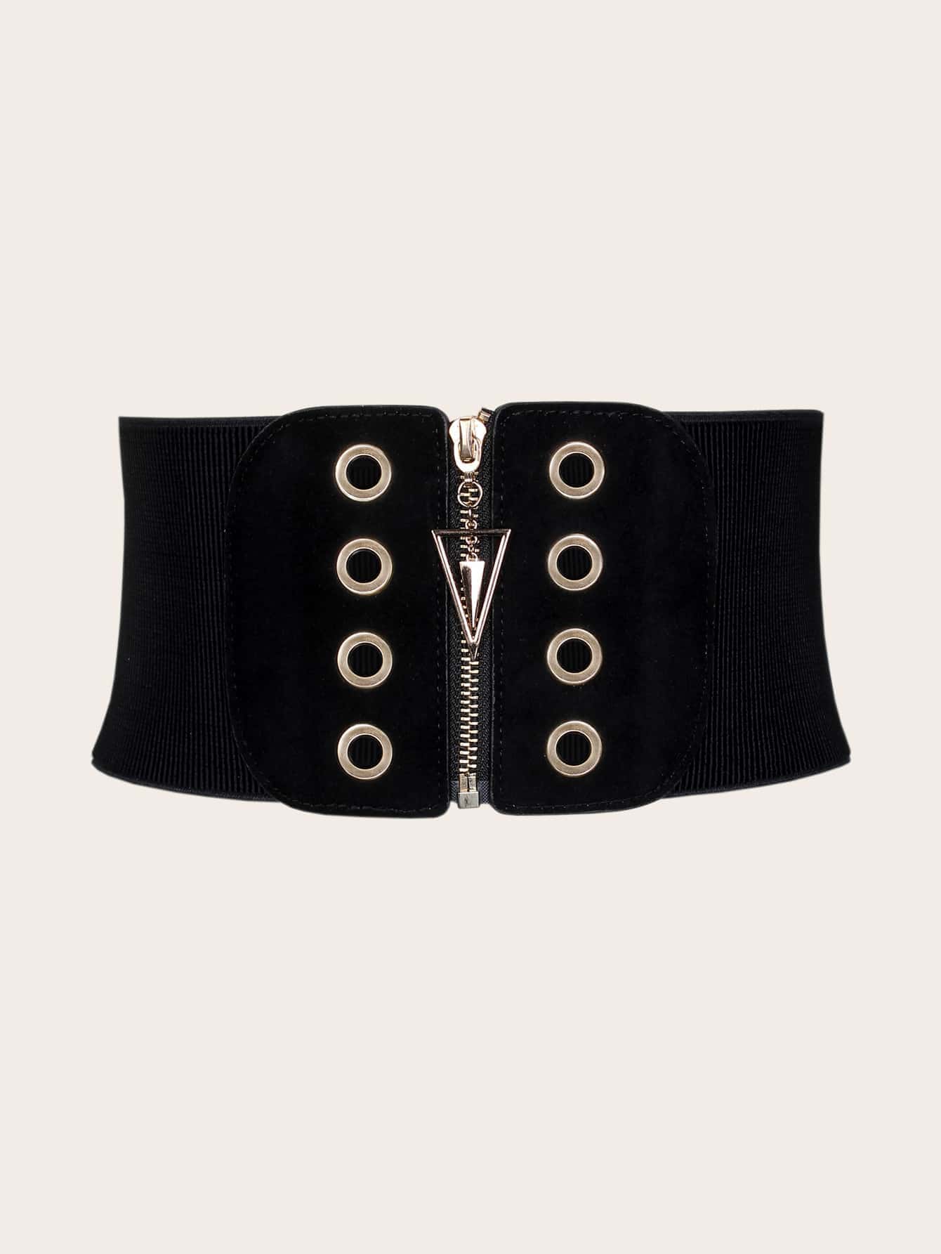 Parien Eyelet Decor Zip Front Belt