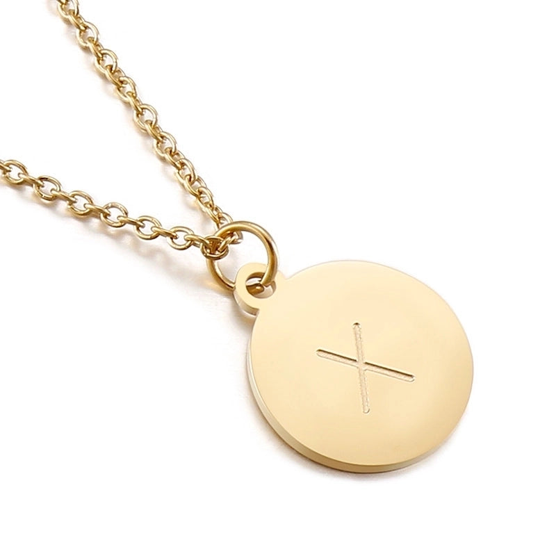 Titanium Steel 18K Gold Plated Minimalist Plating Letter Necklace
