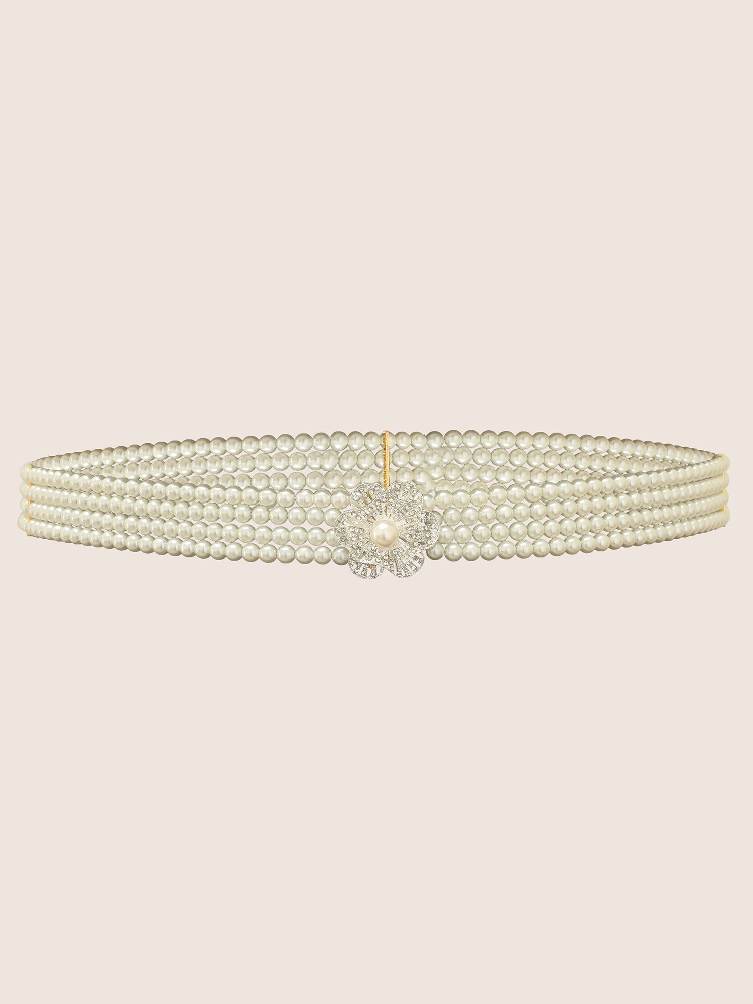 Floral Faux Pearl Beaded Belt