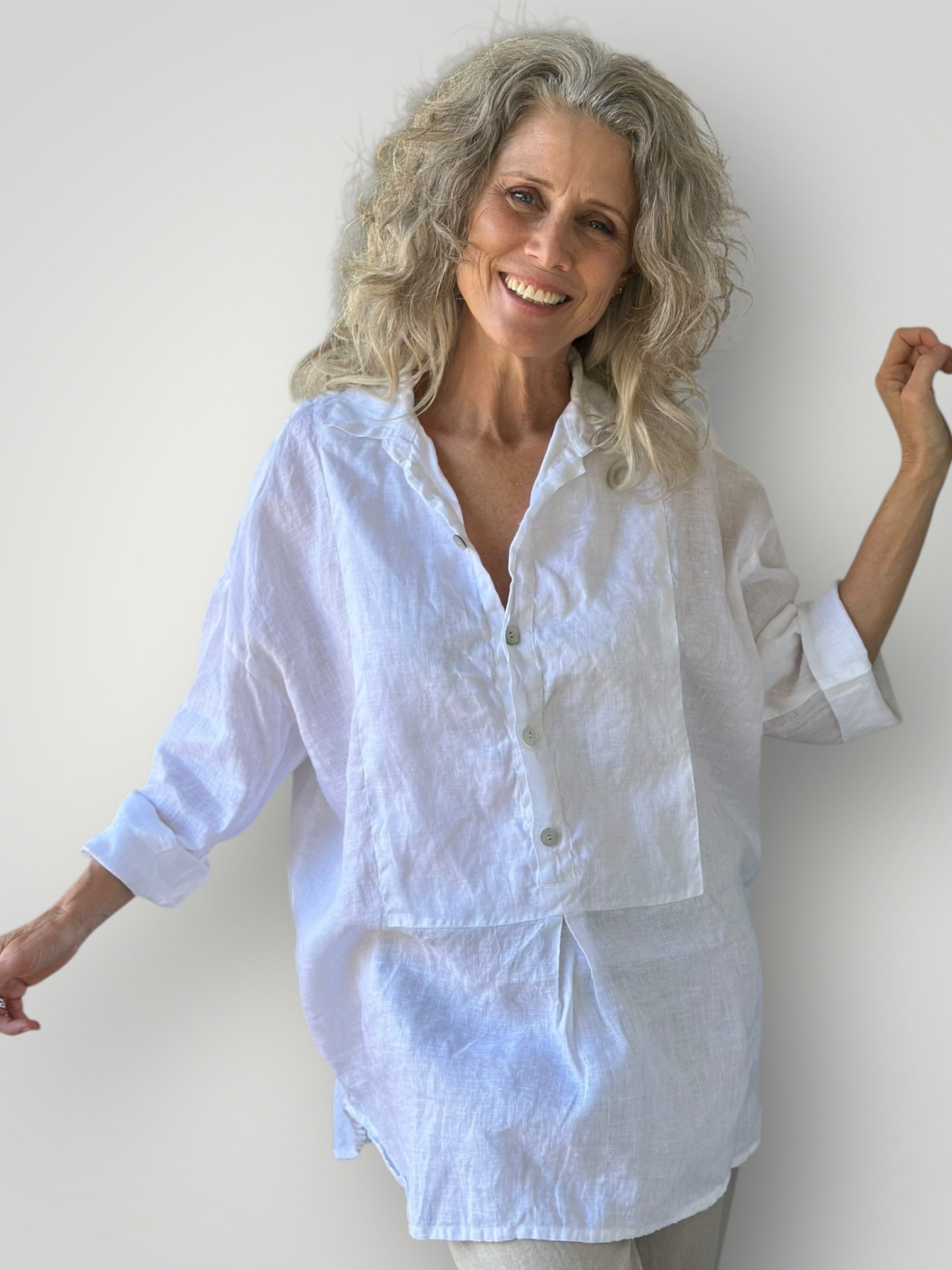 megan shirt-white linen