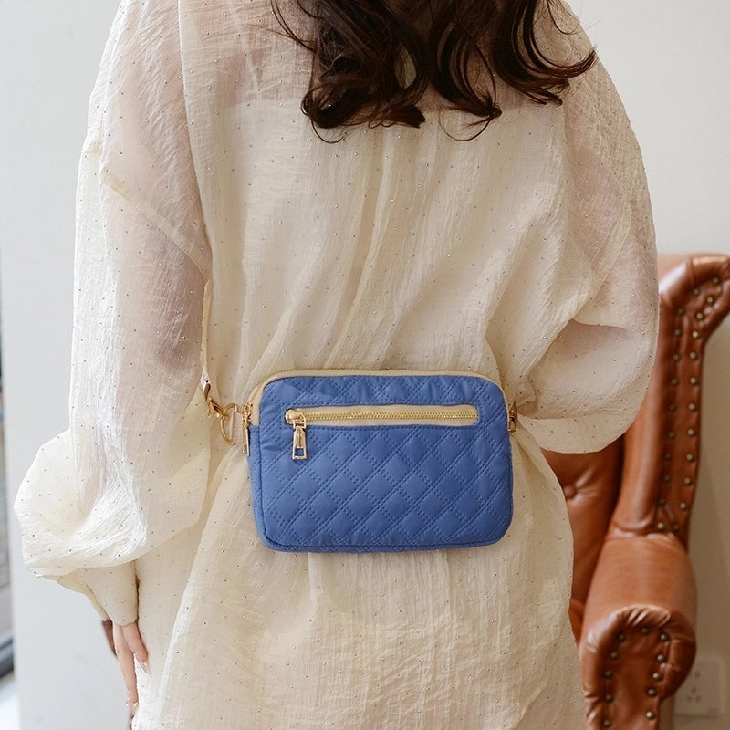 Women's Small Nylon Solid Color Basic Classic Style Square Zipper Fanny Pack