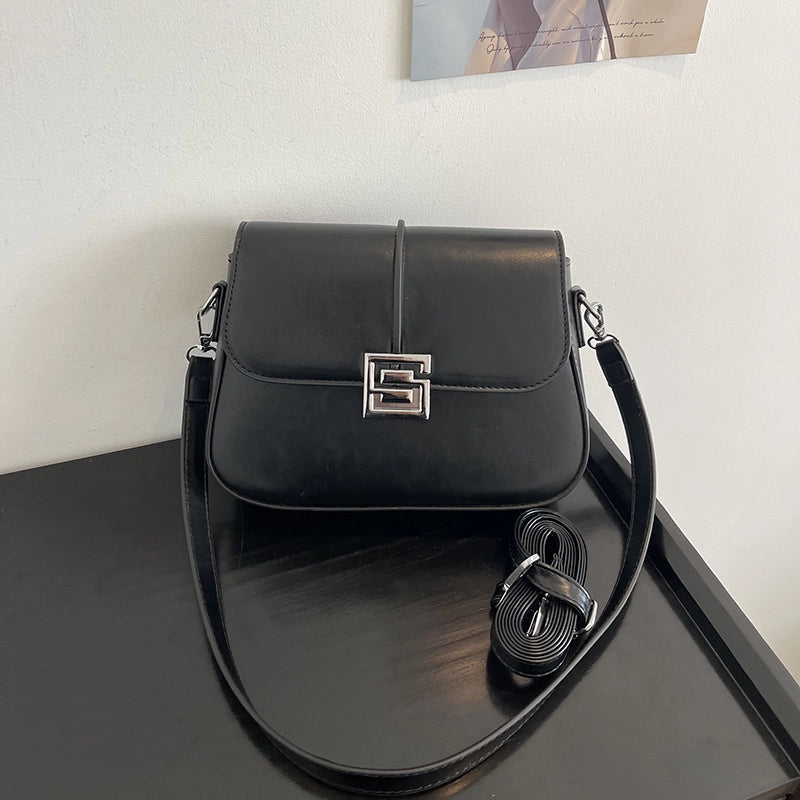 Women's Medium Pu Leather Solid Color Vintage Style Classic Style Square Magnetic Buckle Shoulder Bag