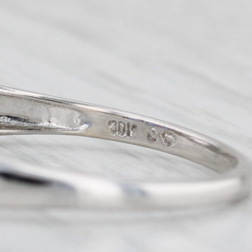0.95ctw Lab Created Sapphire 3-Stone Ring 10k White Gold Size 9 Diamond Accents