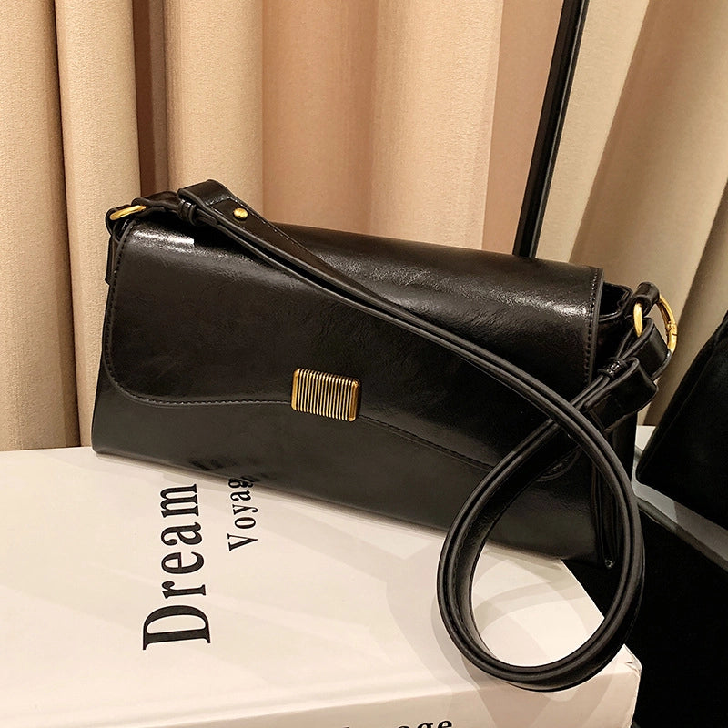 Women's Large Pu Leather Solid Color Streetwear Square Zipper Shoulder Bag Crossbody Bag