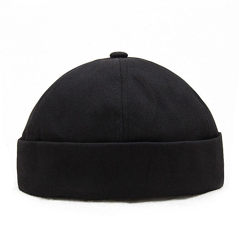 Spring And Summer Sailor's Hat Beanless Flanged Monster Hat Men's Melon Skin Hat Solid Color Pure Cotton Yuppie Hat For Men And Women