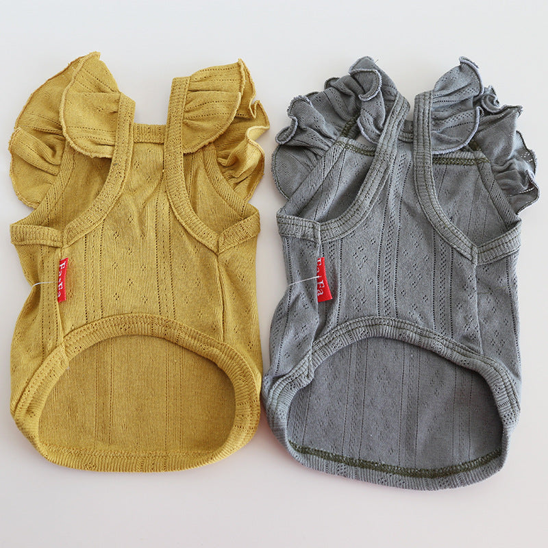 Breathable Cotton Ruffled Sleeves Dog Cat Vest