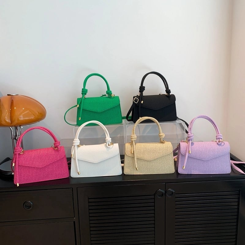 Women's Pu Leather Solid Color Basic Classic Style Square Magnetic Buckle Handbag Crossbody Bag Square Bag