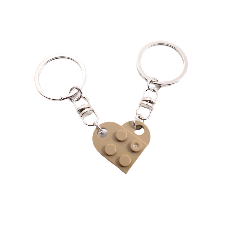 Cute Heart Shape Matching Brick Keychain For Couples