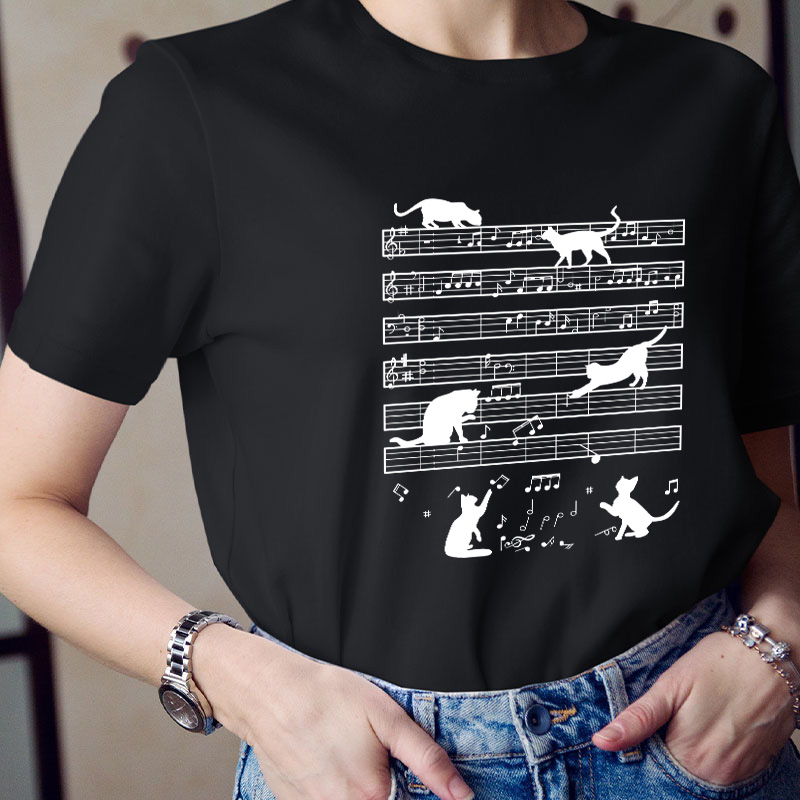 Music Note Cat Teacher T-Shirt