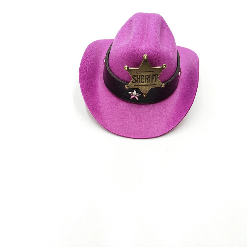 Cowboy Style Polyester Solid Color Pet Hat