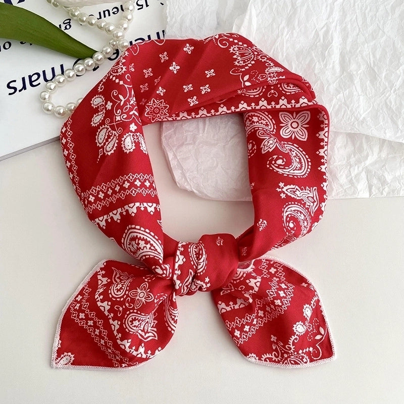 Women's Sweet Minimalist Color Block Cotton And Linen Printing Scarf