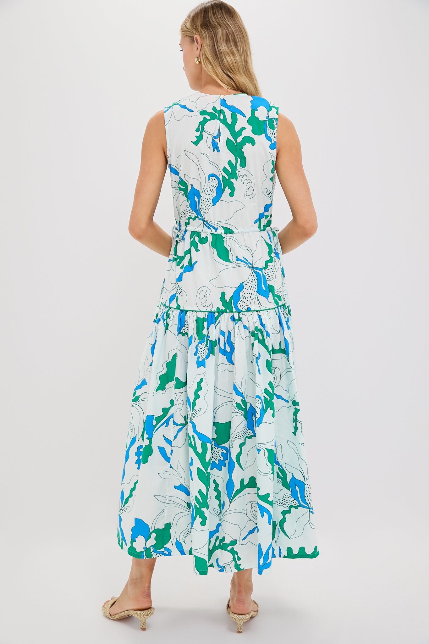 Orchid Green Sleeveless Piped Maxi Dress