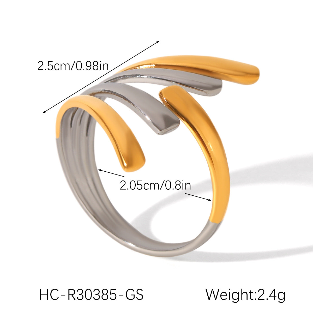 Ins Style Exaggerated Stainless Steel 18K Gold-Plated Ring Female Titanium Steel Ring Hand Jewelry