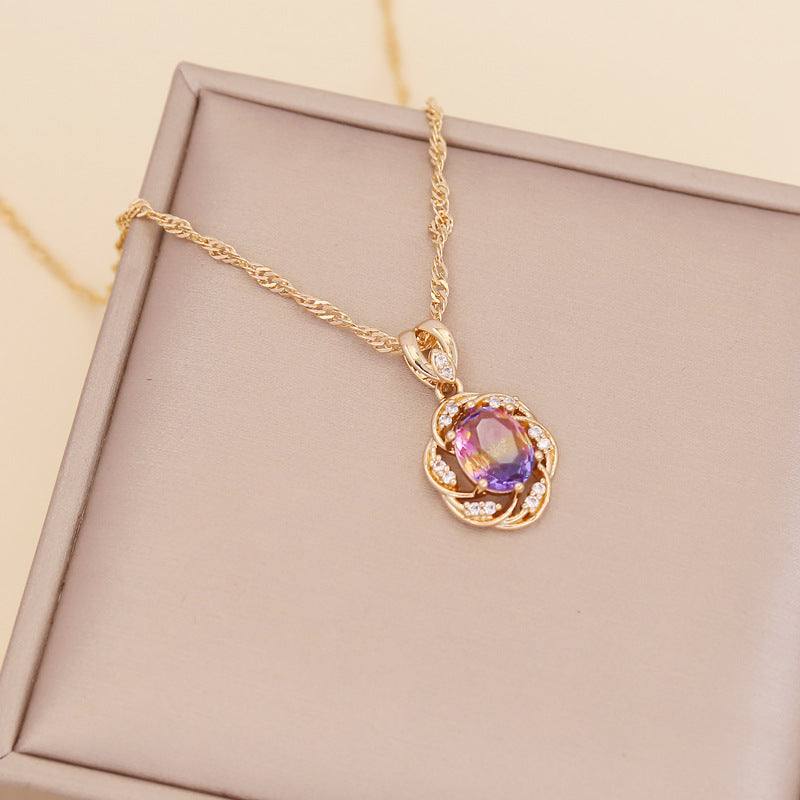 Women Minimalist Metal Flower Alloy Electroplating Necklaces