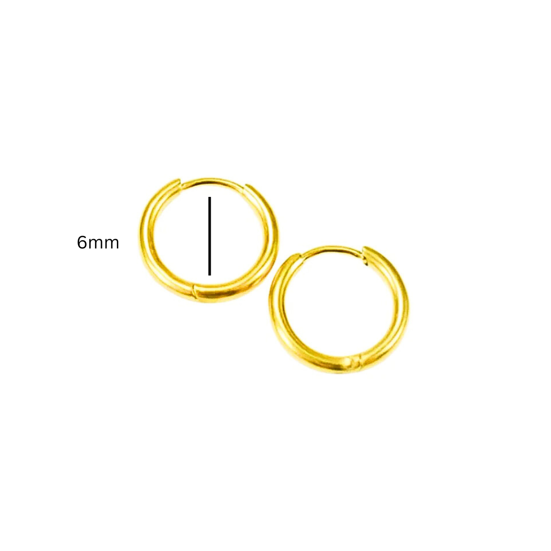 6mm thin hinged hoops - Gold