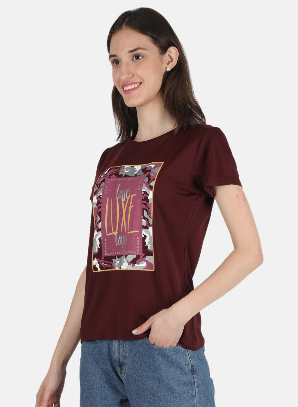 Women Maroon Printed Top