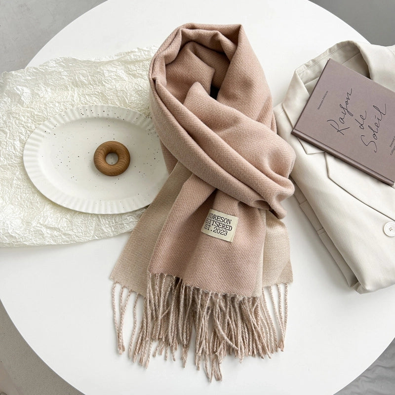 Women's Basic Solid Color Imitation Cashmere Tassel Scarf