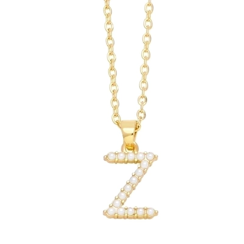 Minimalist Letter Copper Inlay Anti-pearl Necklace