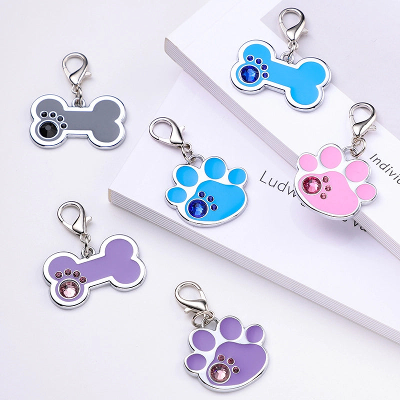 Modern Style Alloy Paw Print Pet Accessories Nameplate