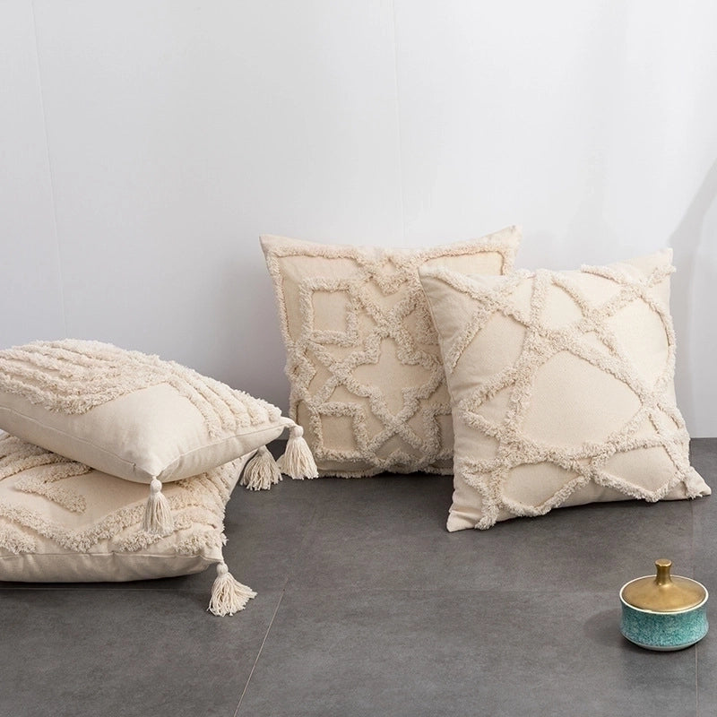 Bohemian Fashion Cotton Tufted Embroidered Pillowcase Sofa Cushion
