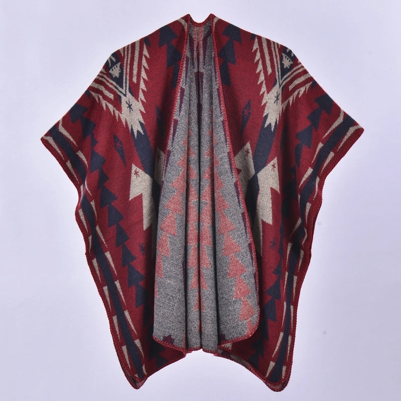 Women's Retro Ethnic Style Color Block Polyester Acrylic Scarf