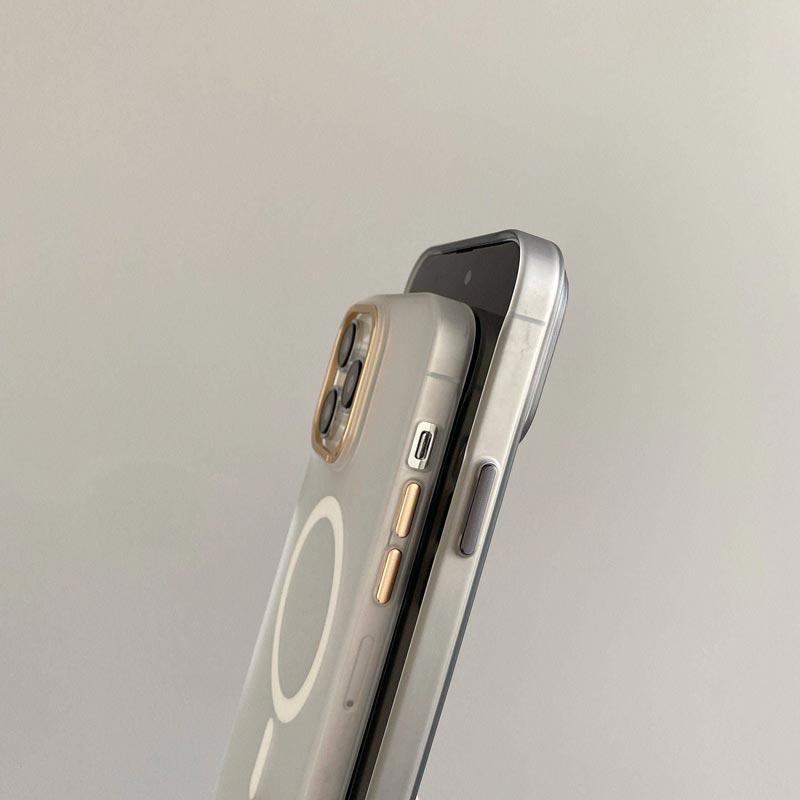 Pousbo® Magnetyczne. matowe etui z metalową ramką do iPhone'a