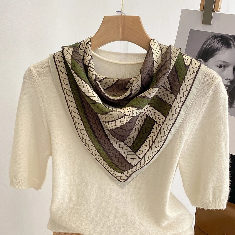 Women's Minimalist Color Block Stripe Polyester Silk Scarf