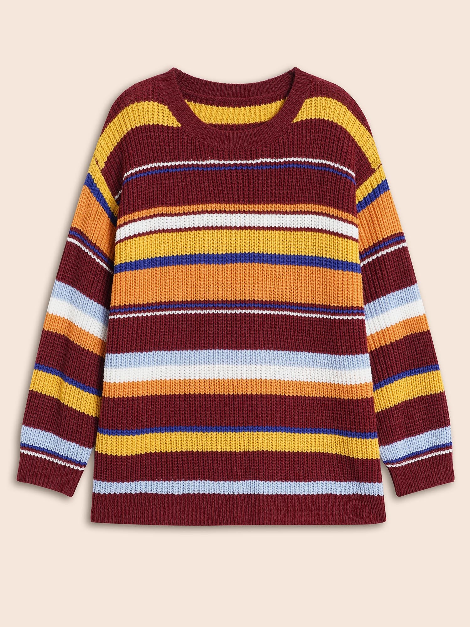 Striped Contrast Drop Shoulder Sleeve Pullover