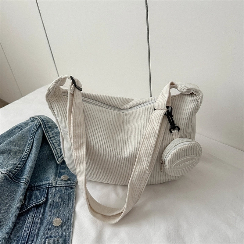 Women's All Seasons Canvas Solid Color Vintage Style Square Zipper Shoulder Bag