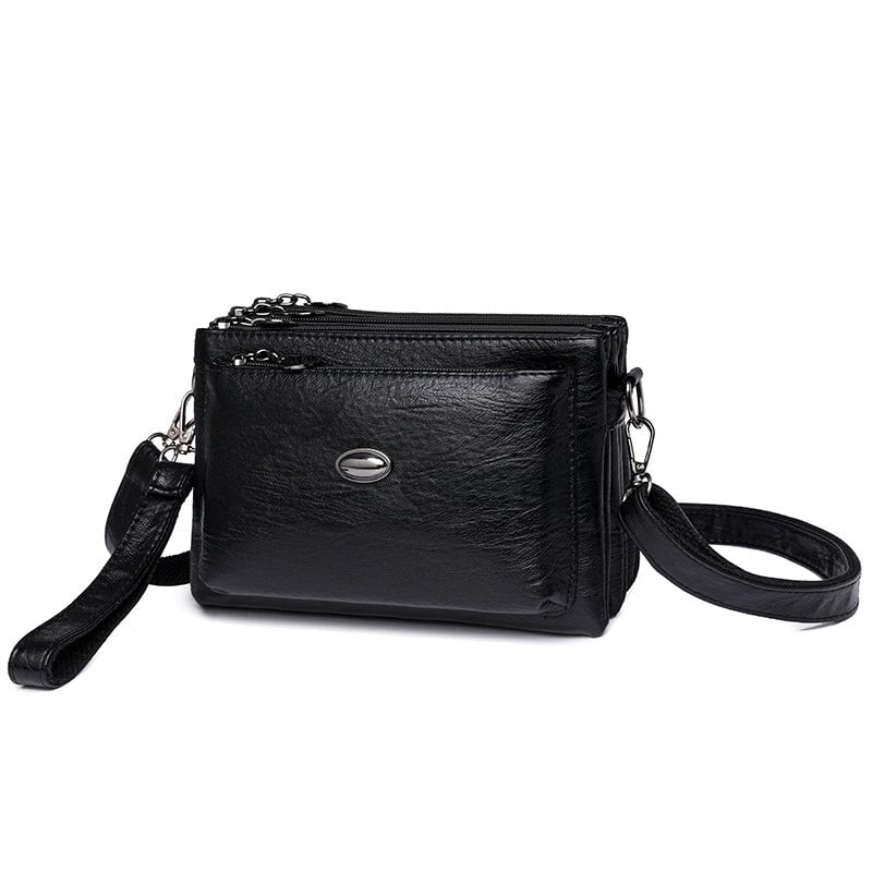 Women's Small Pu Leather Solid Color Streetwear Square Zipper Shoulder Bag Crossbody Bag