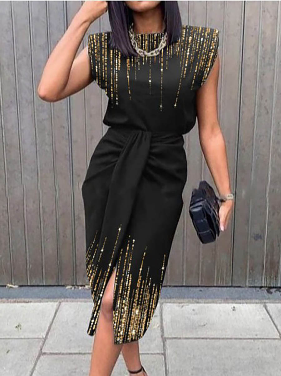 Elegant Print Printing O Neck A Line Dresses(5 Colors)
