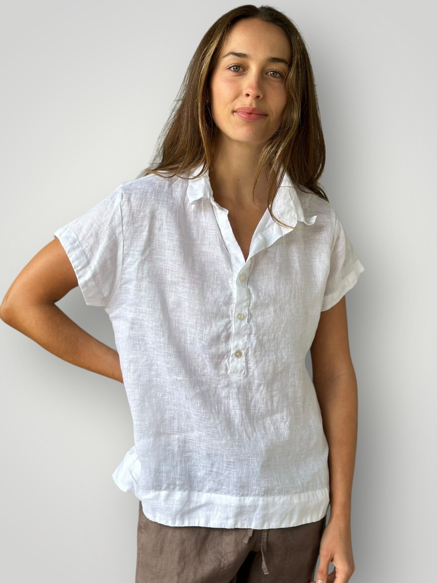 celia top -white linen